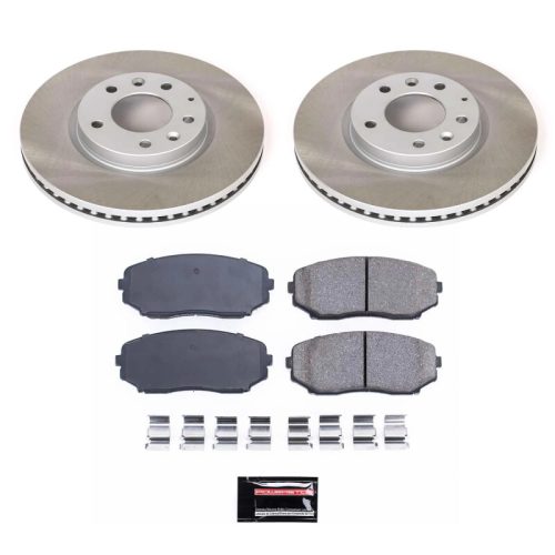 2007-2010 Mazda CX-7 Front Semi-Coated Rotor Brake Assembly with Ceramic Pads - Premium Replacement