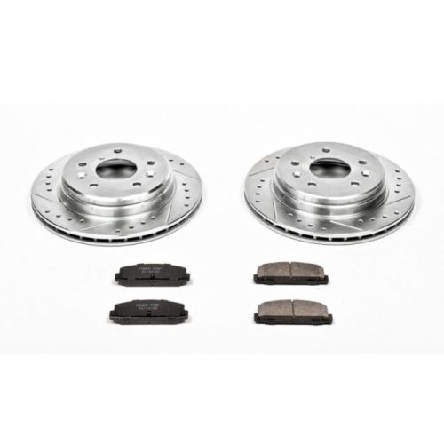 1990-1991 Mazda RX-7 Rear Z23 Evolution Sport Brake Upgrade Kit - Heavy-Duty Drilled & Slotted Rotors with Carbon-Fiber Ceramic Pads - Premium Replacement