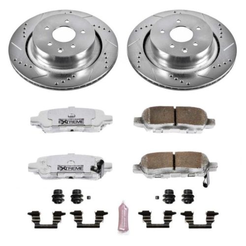 2013-2010 Infiniti G37 Rear Z26 Street Warrior Brake Upgrade Kit – Performance Drilled & Slotted Rotors with Carbon-Fiber Ceramic Brake Pads - Premium Replacement