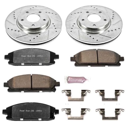 2004-2006 Nissan Quest Front Z36 Truck & Tow Brake Upgrade Kit - Heavy-Duty Drilled & Slotted Rotors with Carbon-Fiber Ceramic Pads - Premium Replacement
