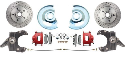 Bexar Pro Components 1963-1970 Chevy & GMC Truck Front Disc Brake Conversion Kit | 5-Lug | 2-Inch Drop Spindle | Powder Coated Red Calipers - Image 4