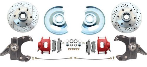 Bexar Pro Components 1963-1970 Chevy & GMC Truck 6-Lug Front Disc Brake Conversion Kit | 2.5-Inch Drop Spindle | Powder Coated Red Calipers - Image 5