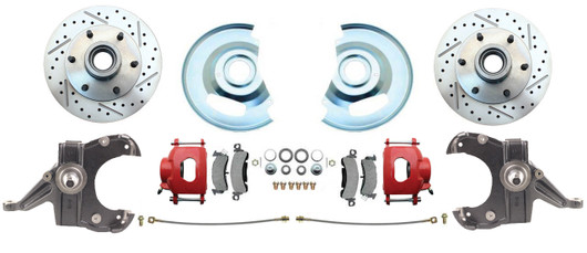 Bexar Pro Components 1963-1970 Chevy & GMC Truck 6-Lug Front Disc Brake Conversion Kit | 2.5-Inch Drop Spindle | Powder Coated Red Calipers - Image 5