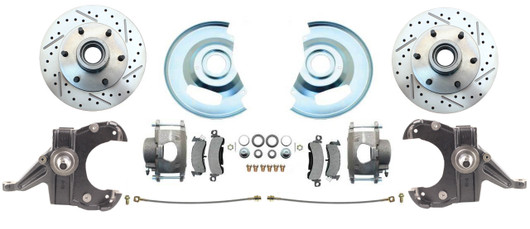Bexar Pro Components 1963-1970 Chevy & GMC Truck 6-Lug Front Disc Brake Conversion Kit | 2-Inch Drop Spindle | Drilled & Slotted Performance Rotors - Image 4