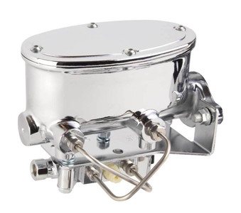 Bexar Pro Components Universal Chrome Oval Master Cylinder Kit | 1-Inch Bore | Aluminum Proportioning Valve | Disc-Drum