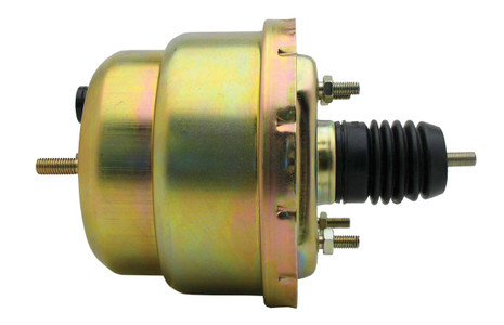 Bexar Pro Components 7-inch dual diaphragm vacuum power brake booster canister with anti-corrosive metallic finish.