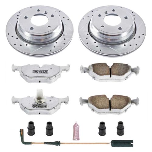 2001-2003 BMW 525i & 540i Rear Z26 Street Warrior Brake Upgrade Kit - Heavy-Duty Drilled & Slotted Rotors with Carbon-Fiber Ceramic Pads - Premium Replacement