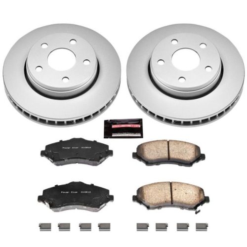 2011-2013 Jeep Wrangler Front Z17 Evolution Geomet Coated Brake Rotor and Ceramic Pad Assembly - Premium Replacement