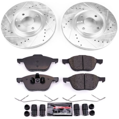 2018-2020 Ford EcoSport Front Z23 Evolution Sport Brake Upgrade Kit - Premium Heavy-Duty Drilled & Slotted Rotor with Carbon-Fiber Ceramic Pads