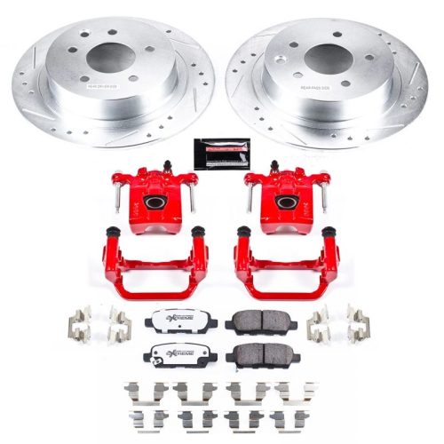 2007-2010 Nissan Altima Rear Z26 Street Warrior Brake Upgrade Kit with Drilled & Slotted Rotors, Carbon-Fiber Ceramic Pads, Powder Coated Calipers - Premium Replacement