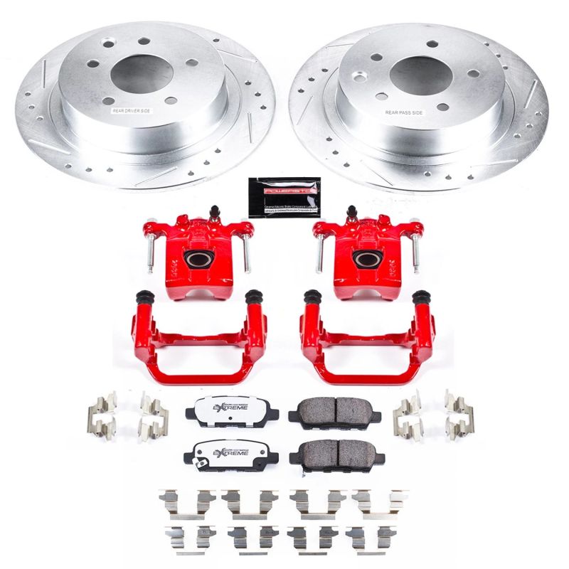 2007-2010 Nissan Altima Rear Z26 Street Warrior Brake Upgrade Kit with Drilled & Slotted Rotors, Carbon-Fiber Ceramic Pads, Powder Coated Calipers - Premium Replacement