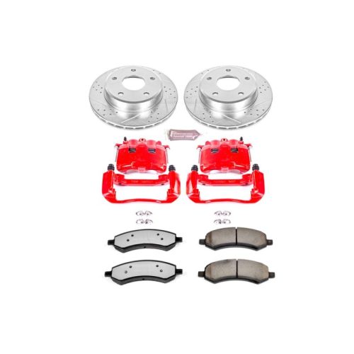 2006-2008 Dodge Dakota & Mitsubishi Raider Heavy Duty Truck & Tow Brake Upgrade Kit with Drilled & Slotted Rotors - Premium Replacement