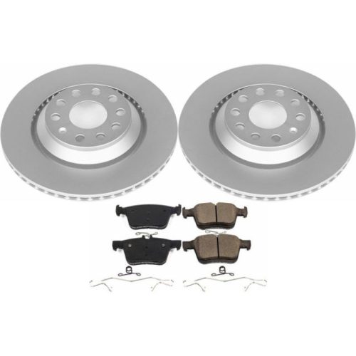 2017-2018 Volkswagen Atlas & 2016-2018 Audi RS3 Rear Z23 Evolution Sport Coated Brake Rotor & Carbon-Fiber Ceramic Pad Assembly - Premium Replacement