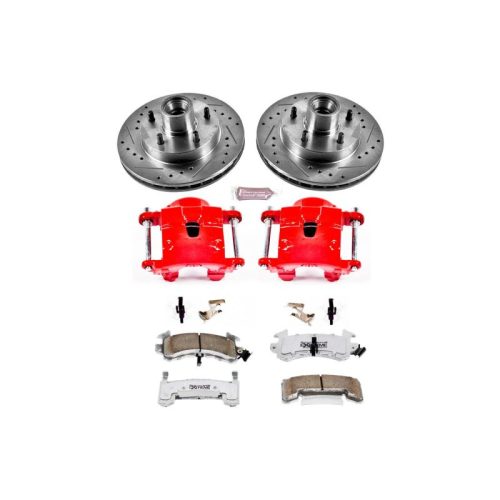 1980-1981 Pontiac LeMans & Grand Prix Front Brake Upgrade Kit with Drilled and Slotted Rotors, Carbon-Fiber Ceramic Pads, Powder Coated Calipers - Premium Replacement