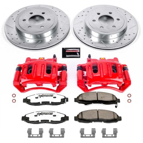 2003-2004 Dodge Dakota Front Z36 Truck & Tow Brake Upgrade Kit with Drilled & Slotted Rotors, Carbon-Fiber Ceramic Brake Pads, Powder Coated Calipers - Premium Replacement