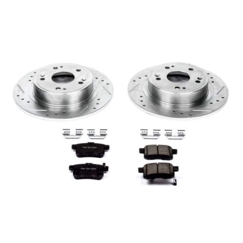 2008-2010 Honda Accord & 2010 Acura TSX Rear Z23 Evolution Sport Brake Upgrade Kit - Premium Heavy-Duty Drilled & Slotted Rotor and Carbon-Fiber Ceramic Brake Pads