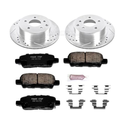 2011-2015 Nissan Leaf Rear Z23 Evolution Sport Brake Upgrade Kit - Premium Heavy-Duty Performance with Drilled & Slotted Rotors and Carbon-Fiber Ceramic Pads