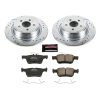 2015-2016 Ford Edge Rear Heavy-Duty Drilled and Slotted Rotor and Carbon-Fiber Ceramic Brake Pads - Premium Replacement