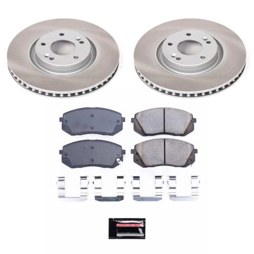 2014-2016 Kia Cadenza & 2015 Hyundai Sonata Heavy-Duty Semi-Coated Rotor Brake Assembly with Ceramic Pads - Premium Replacement