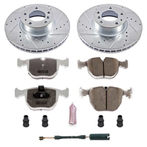 1995-2001 BMW 740iL & 740i Front Z26 Street Warrior Brake Upgrade Kit - Heavy-Duty Drilled & Slotted Rotors with Carbon-Fiber Ceramic Pads - Premium Replacement