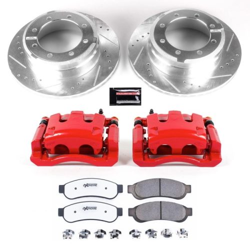 2010-2012 Ford F-350 Super Duty Rear Heavy-Duty Drilled & Slotted Brake Rotor and Ceramic Brake Pad Assembly - Premium Replacement