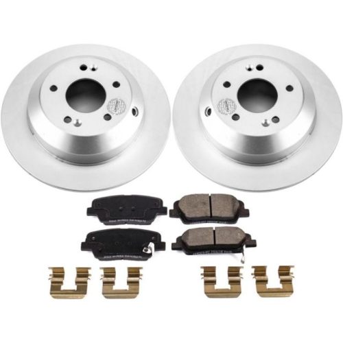 2019 Hyundai Santa Fe XL Rear Z17 Evolution Geomet Coated Brake Rotor and Ceramic Brake Pads - Premium Replacement