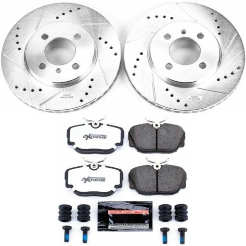 1991-1992 BMW 318i Front Z36 Truck and Tow Brake Upgrade Kit - Heavy-Duty Drilled & Slotted Rotors with Carbon-Fiber Ceramic Pads - Premium Replacement