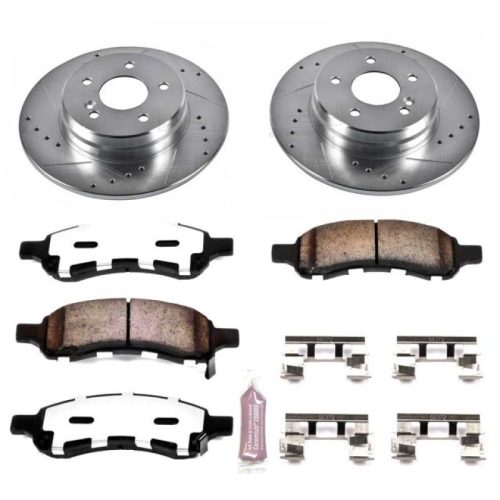 2006-2007 Buick Rainier, 2006-2007 GMC Envoy, 2006-2007 Isuzu Ascender, 2007 Chevrolet Trailblazer Heavy-Duty Brake Upgrade Kit with Drilled & Slotted Rotors and Carbon-Fiber Ceramic Pads - Premium Replacement