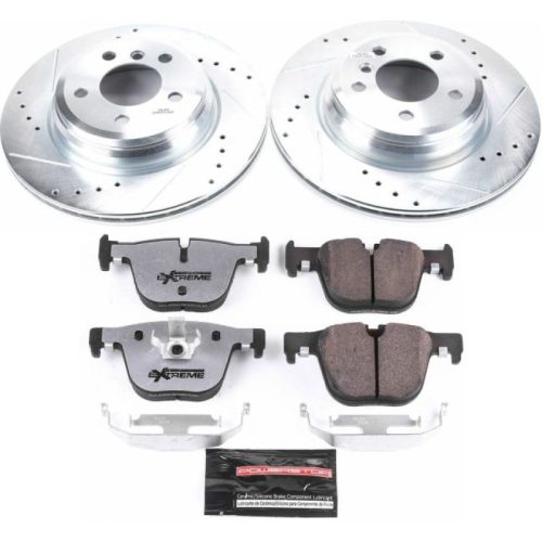 2016-2018 BMW 340i, 440i Rear Z26 Street Warrior Brake Upgrade Kit - Heavy-Duty Drilled & Slotted Rotor and Carbon-Fiber Ceramic Brake Pad System - Premium Replacement