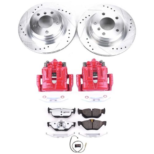 2011-2013 BMW 328i Rear Z26 Street Warrior Brake Upgrade Kit with Drilled & Slotted Rotors - Premium Replacement