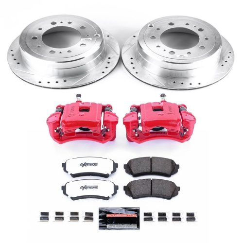 1998-2007 Toyota Land Cruiser Rear Z36 Truck & Tow Brake Upgrade Kit with Drilled & Slotted Rotors - Premium Replacement