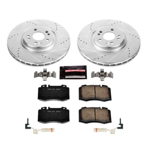 2000-2005 Mercedes-Benz ML430 & ML55 AMG Front Z23 Evolution Sport Brake Kit - Heavy Duty Drilled & Slotted Rotors with Carbon-Fiber Ceramic Pads & Hardware - Premium Replacement