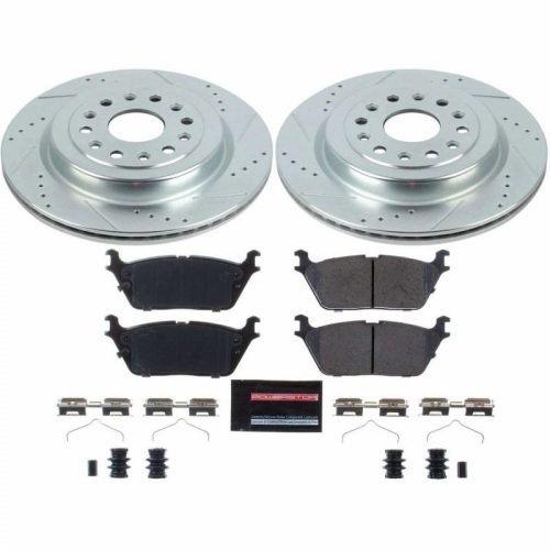2019-2020 Ram 1500 Rear Z23 Evolution Sport Brake Upgrade Kit - Heavy-Duty Drilled & Slotted Rotor and Carbon-Fiber Ceramic Brake Pads - Premium Replacement