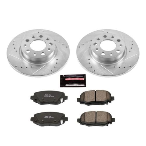 2015-2016 Jeep Renegade & Fiat 500X Rear Brake Upgrade Kit with Drilled & Slotted Rotors and Carbon-Fiber Ceramic Pads - Premium Replacement