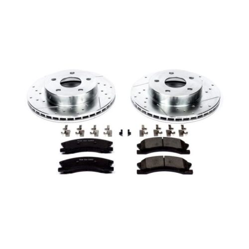 2000-2004 Jeep Grand Cherokee Front PowerStop Z23 Evolution Sport Brake Upgrade Kit - Heavy Duty Drilled & Slotted Rotor and Carbon-Fiber Ceramic Pads - Premium Replacement