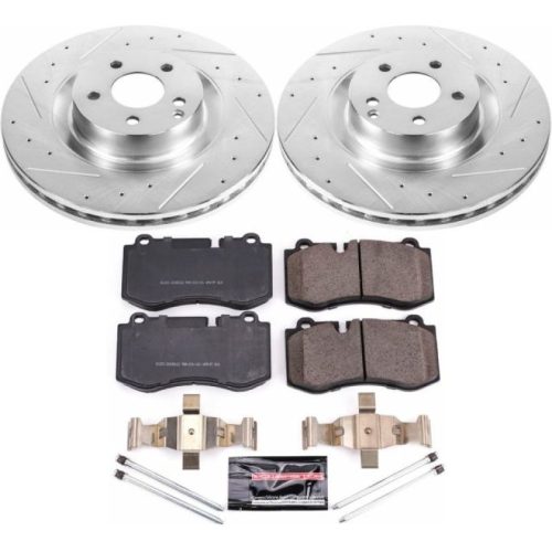2010-2014 Mercedes-Benz S400, S550, CL550 Front Z23 Evolution Sport Brake Upgrade Kit - Heavy Duty Drilled & Slotted Rotors with Carbon-Fiber Ceramic Pads for Towing & Fleet Use - Premium Replacement