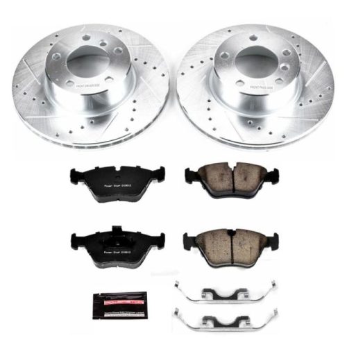 2000-2003 BMW 528i Front Z23 Evolution Sport Brake Kit with Drilled & Slotted Rotors and Carbon-Fiber Ceramic Pads - Premium Replacement
