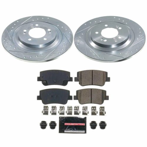 2022-2023 Hyundai Sonata Rear Brake Rotors and Carbon-Fiber Ceramic Brake Pads - Heavy Duty Drilled & Slotted Performance Upgrade - Premium Replacement