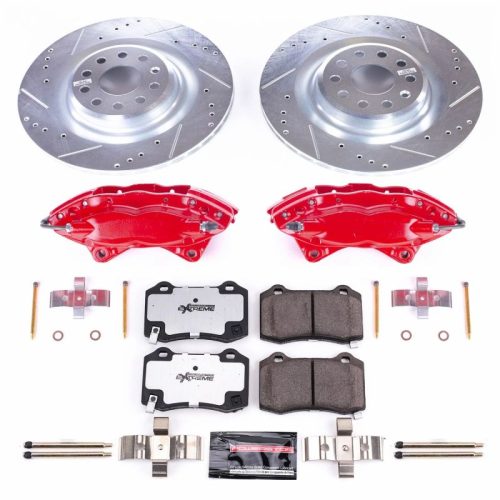 2012-2016 Tesla Model S Rear Brake Upgrade Kit with Drilled & Slotted Rotors and Carbon-Fiber Ceramic Pads - Heavy-Duty Performance