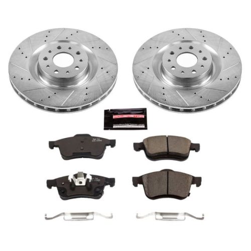 2015-2018 Fiat 500L Front Brake System with Drilled & Slotted Rotors and Carbon-Fiber Ceramic Brake Pads - Heavy-Duty Performance Upgrade