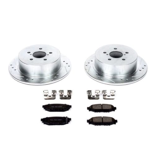 2005-2009 Subaru Legacy Rear Z23 Evolution Sport Brake Upgrade Kit with Drilled & Slotted Rotors and Carbon-Fiber Ceramic Pads - Premium Replacement