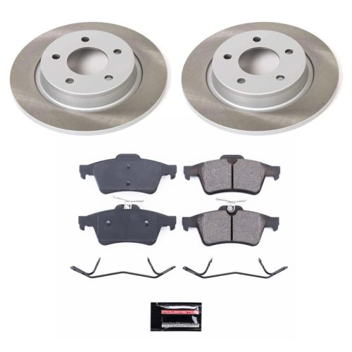 2004-2012 Mazda 3 Rear Semi-Coated Rotor Brake Assembly with Low-Dust Ceramic Pads - Premium Replacement