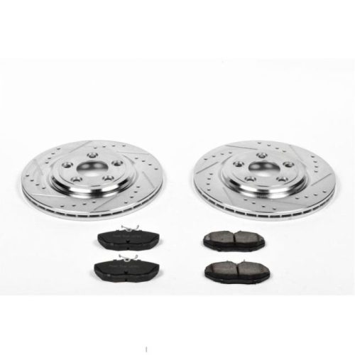 2003-2005 Jaguar S-Type Rear Z23 Evolution Sport Brake Kit with Drilled & Slotted Rotors - Premium Heavy-Duty Replacement