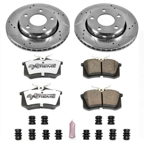 2000-2002 Audi S4 Rear Z26 Street Warrior Brake Upgrade Kit - Heavy-Duty Drilled & Slotted Rotors with Carbon-Fiber Ceramic Pads - Premium Replacement