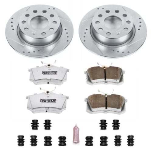 2013-2015 Volkswagen Jetta & Golf PowerStop Z26 Street Warrior Brake Upgrade Kit - Heavy-Duty Drilled & Slotted Rotors with Carbon-Fiber Ceramic Pads - Premium Replacement
