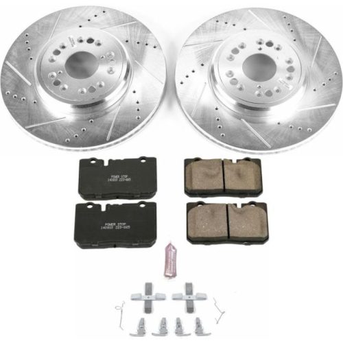 1995-2000 Lexus LS400 Front Z23 Evolution Sport Brake Kit - Heavy-Duty Drilled & Slotted Rotor and Carbon-Fiber Ceramic Brake Pad Upgrade - Premium Replacement
