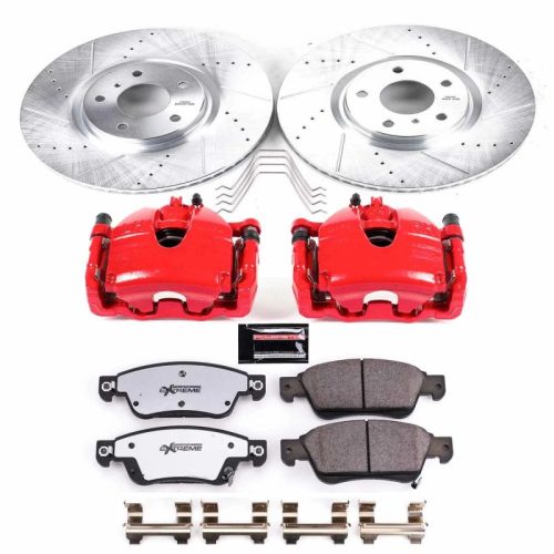 2013-2015 Infiniti G37 Front Brake Rotor and Caliper Assembly with Drilled & Slotted Performance Rotors - Premium Replacement
