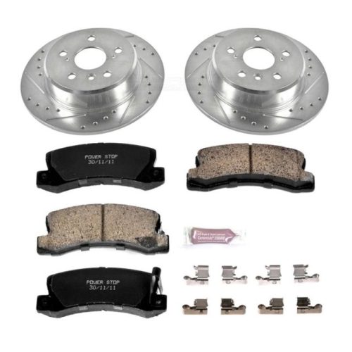 2000-2003 Lexus RX300 Rear Z23 Evolution Sport Brake Rotor and Pad Upgrade Kit - Heavy-Duty Brake Performance with Drilled & Slotted Rotors and Carbon-Fiber Ceramic Pads - Premium Replacement