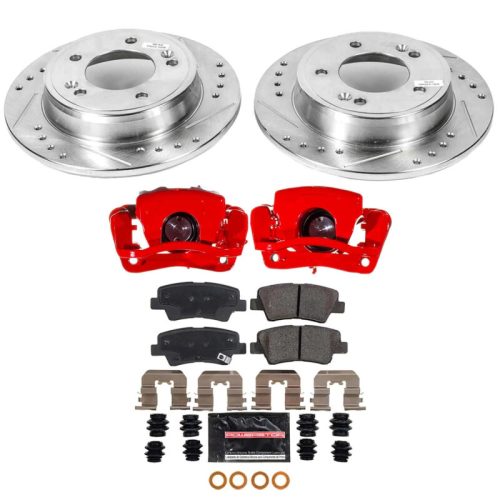 2017-2019 Kia Soul Rear PowerStop Z23 Evolution Sport Brake Upgrade Kit with Drilled & Slotted Rotors and Powder Coated Calipers - Premium Replacement