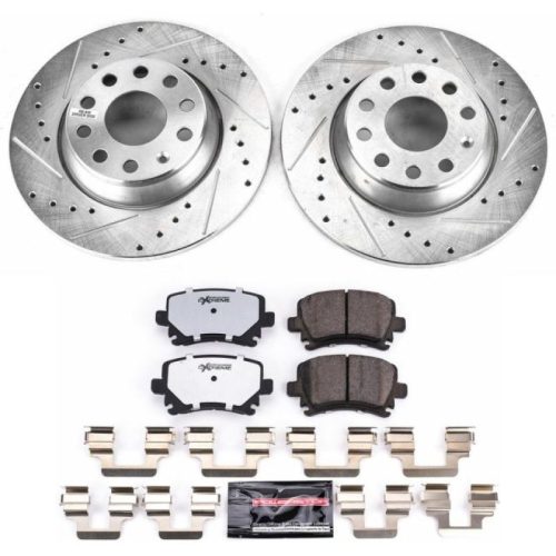 2006-2009 Audi A3 Quattro, 2006-2009 Volkswagen Passat & Jetta Z26 Street Warrior Brake Upgrade Kit - Heavy-Duty Drilled & Slotted Rotors with Carbon-Fiber Ceramic Pads - Premium Replacement